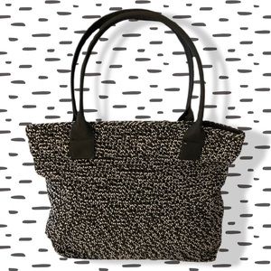 Black and white tweed bag